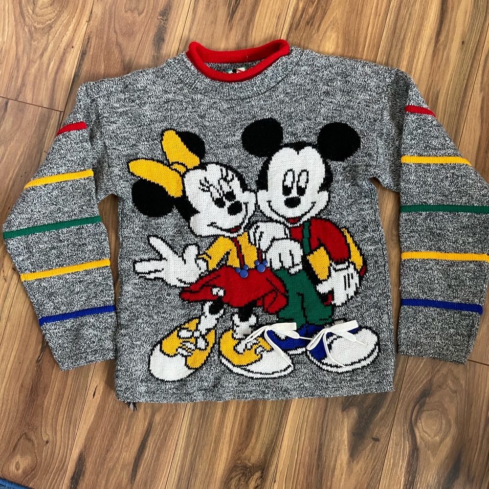 Vintage Disney Mickey's for Kids Stuff Crewneck Gray Sweater